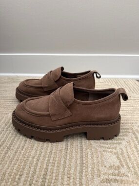 ASH Platform Taupe Suede Loafers